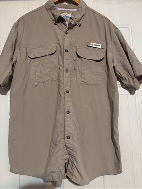 Magellan Outdoors Short-Sleeve Button-Down Shirt in Khaki Tan